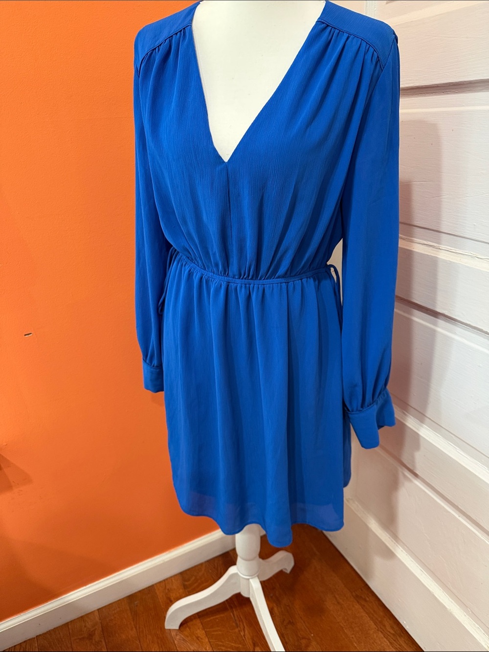 H&M Royal Blue Long Sleeve V-Neck Dress